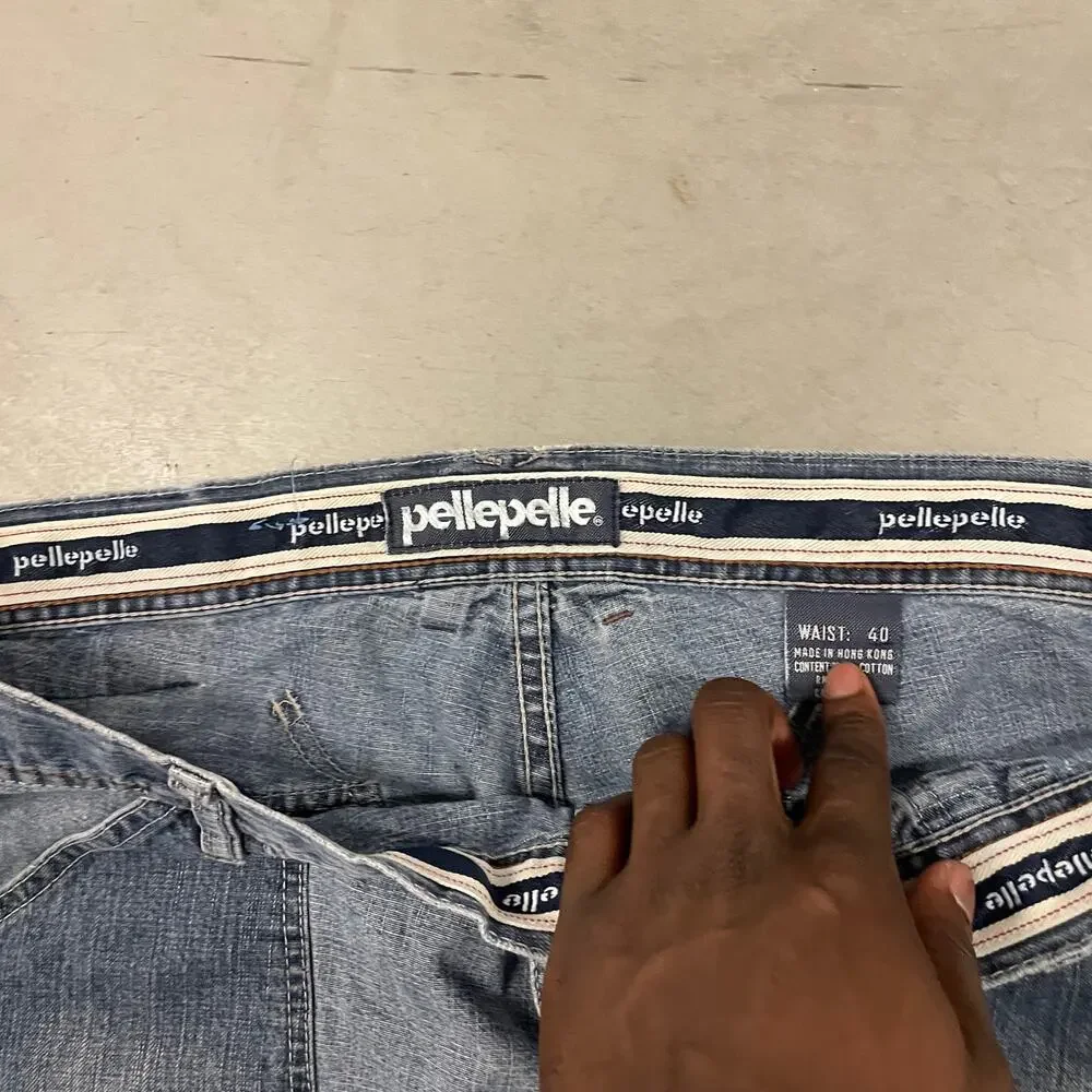 Baggy Y2K patchwork repaired pelle pelle jean shorts 40
